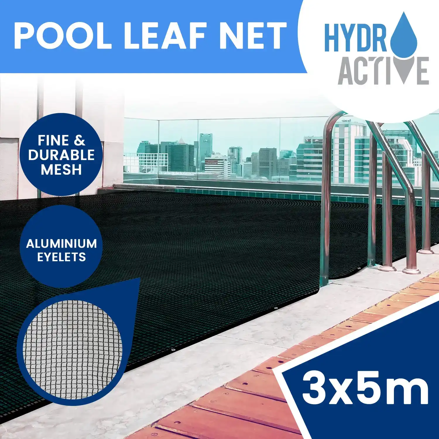 HydroActive UV-Resistant Swimming Pool Leaf Net Cover 3 x 5m