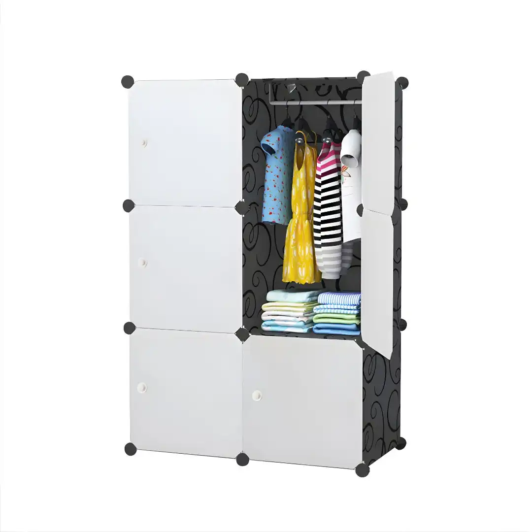 Soga 3 Tier 6-Cube Portable Wardrobe Divide-Grid Modular Storage Organiser Foldable Closet