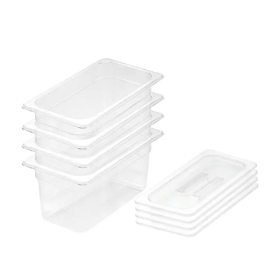 Soga 150mm Clear Gastronorm GN Pan 1/3 Food Tray Storage Bundle of 4 with Lid