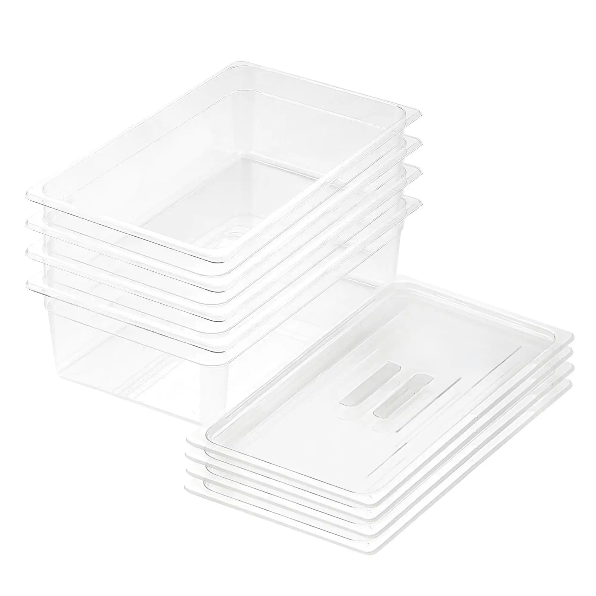 Soga 150mm Clear Gastronorm GN Pan 1/1 Food Tray Storage Bundle of 4 with Lid