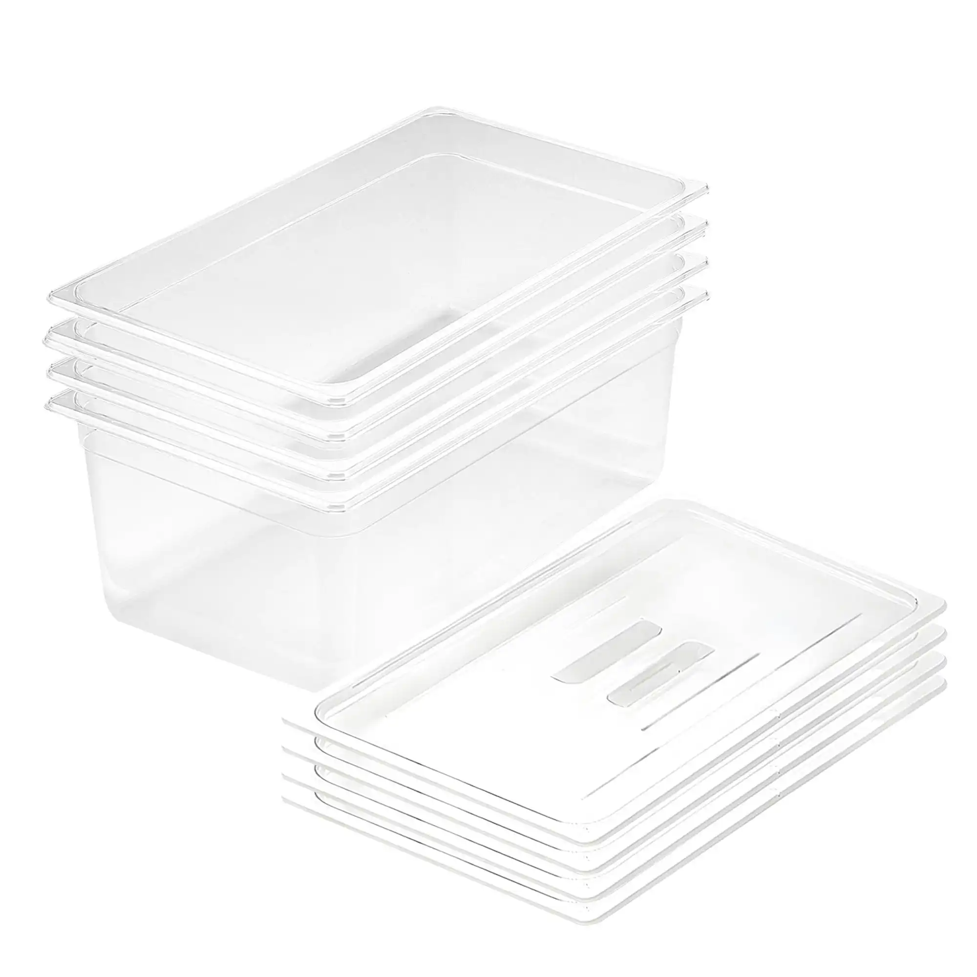 Soga 200mm Clear Gastronorm GN Pan 1/1 Food Tray Storage Bundle of 4 with Lid