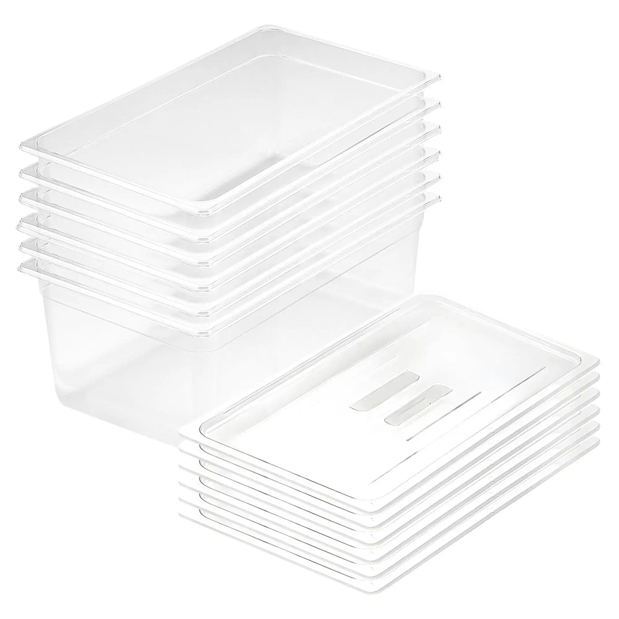 Soga 200mm Clear Gastronorm GN Pan 1/1 Food Tray Storage Bundle of 6 with Lid