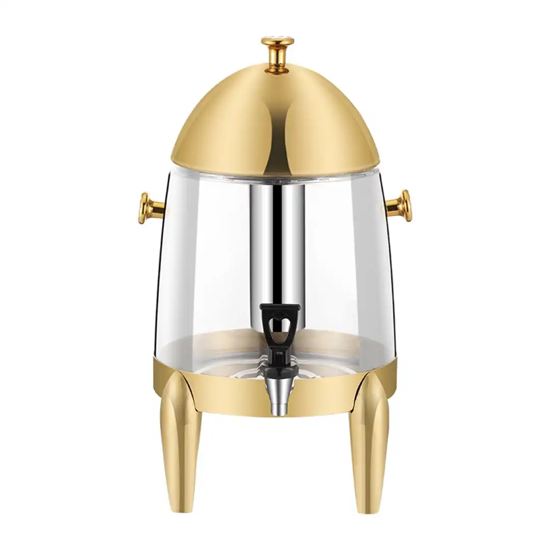 Soga Stainless Steel 12L Beverage Dispenser Hot and Cold Juice Water Tea Chafer Urn Buffet Drink Container Jug with Gold Accents