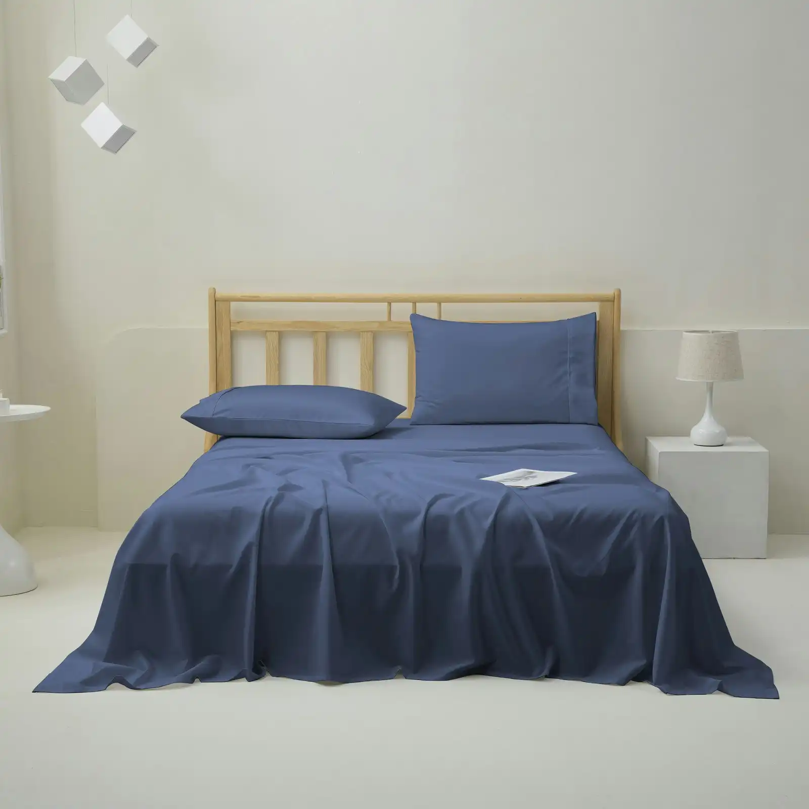 Dreamaker 1500TC Cotton Rich Sateen Sheet Set Navy Queen Bed