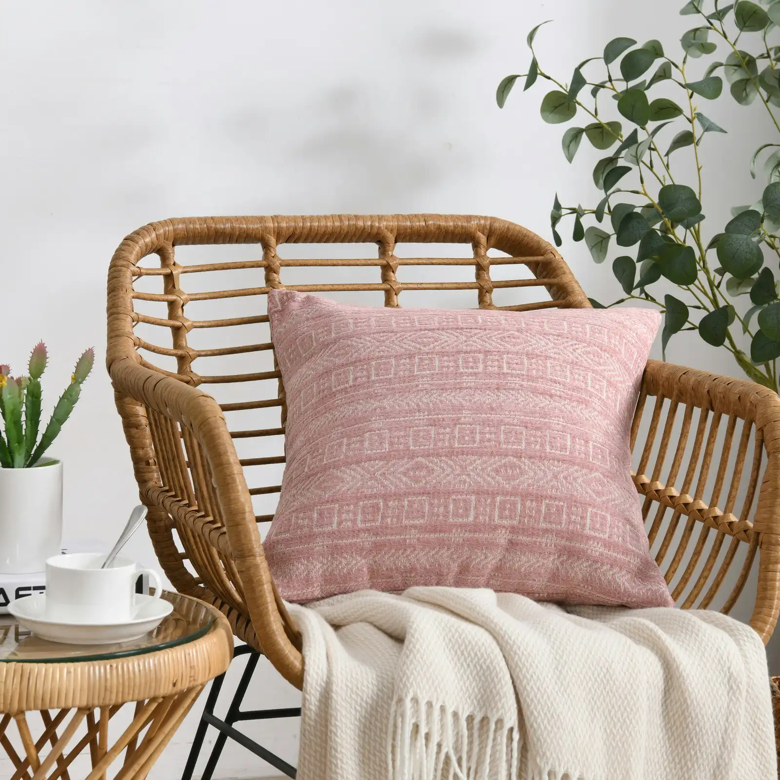 Cadence & Co. Antalya Chenille Cushion Pink 45x45cm