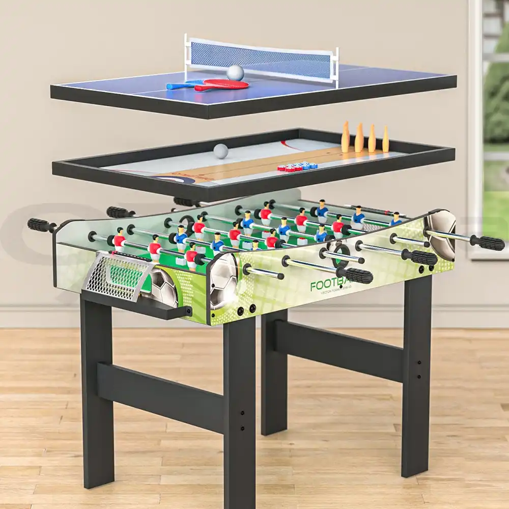 4-In-1 Soccer Table Tennis Bowling Shuffleboard Game Foosball Games Gift