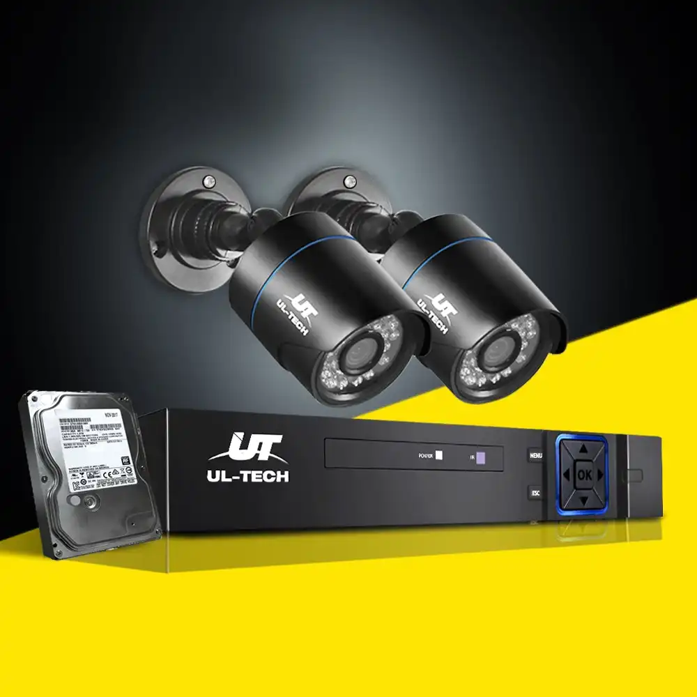 UL-tech CCTV Camera Security System 1080P 4CH 2 Cameras DVR 1TB HDD