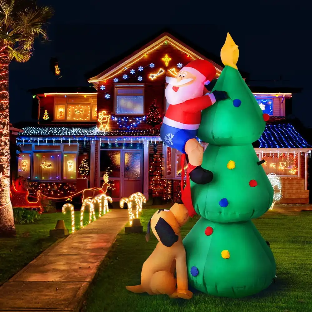 Jingle Jollys 1.8M Christmas Inflatable Santa Tree Lights Outdoor Decorations