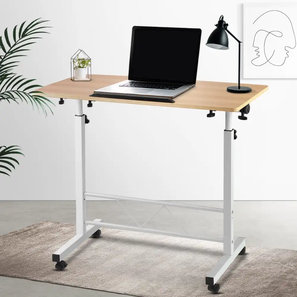 Artiss Laptop Desk Computer Desk Height Adjustable 80CM Light Wood