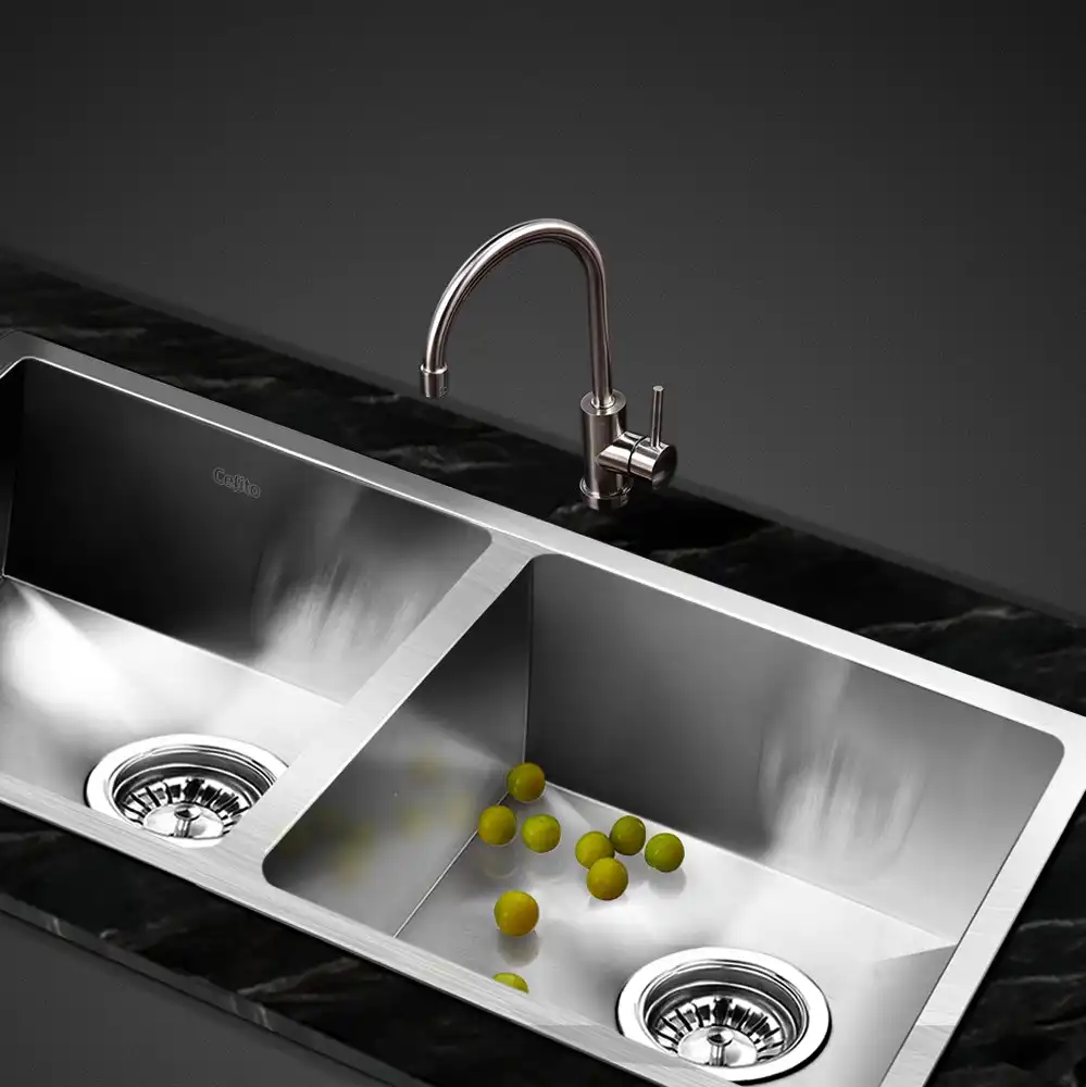 Cefito Kitchen Sink 77x45CM Stainless Steel Sink Drain Strainer Handmade