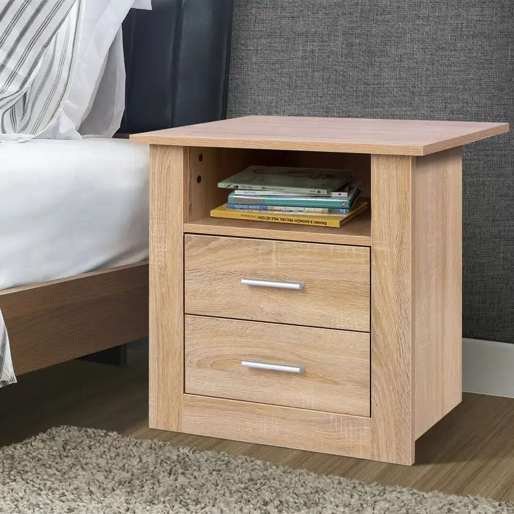 Alfordson Bedside Table Nightstand Storage Cabinet Side Table Classic Oak