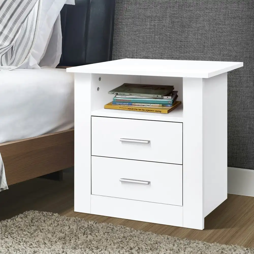 Alfordson Bedside Table Nightstand Storage Cabinet Side Table Classic White