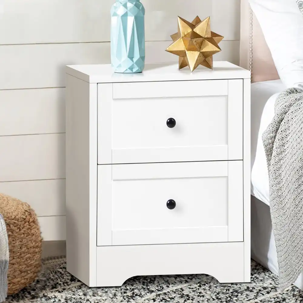 Alfordson Bedside Table Hamptons Nightstand Storage Side End Cabinet White