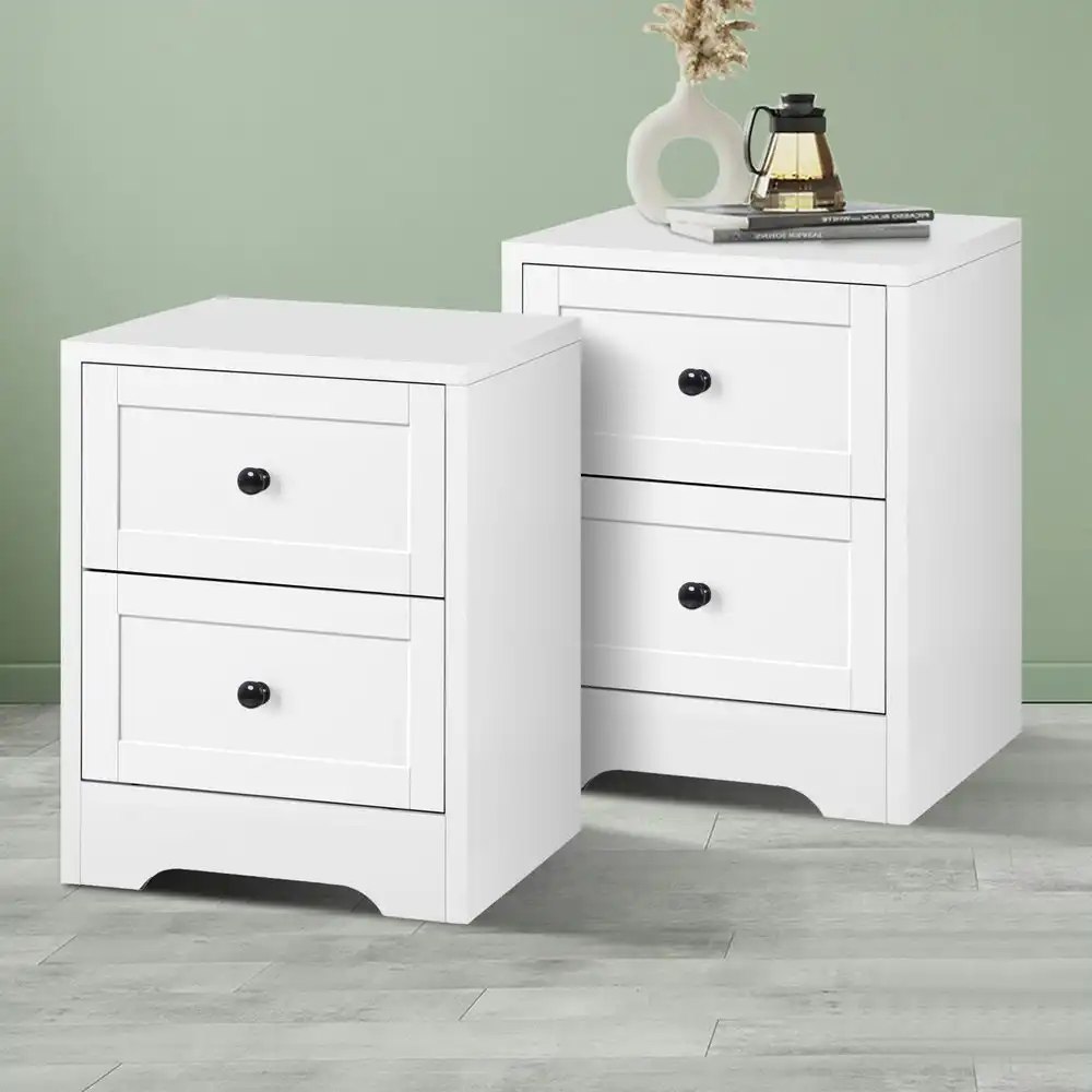 Alfordson 2x Bedside Table Hamptons Nightstand White