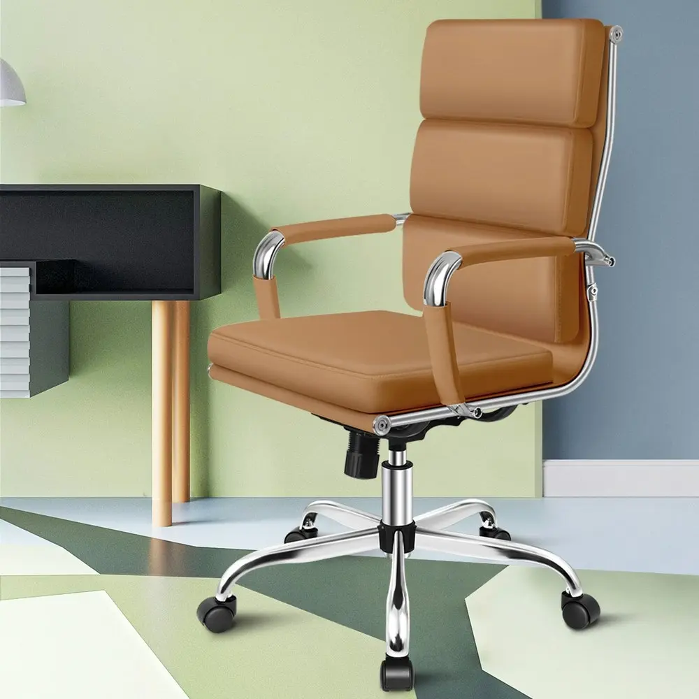 Alfordson Ergonomic Padded High Back Executive Office Chair Brown Aussie Union Group Lasoo