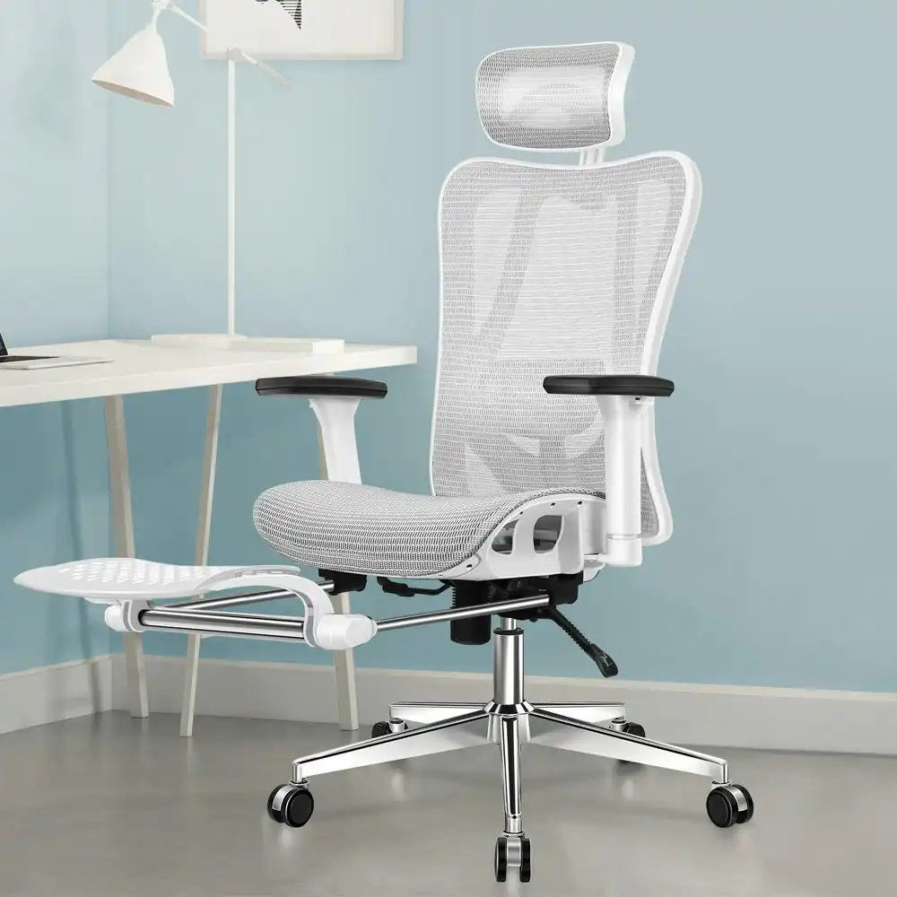 Alfordson Ergonomic Office Chair Mesh Seat White & Grey
