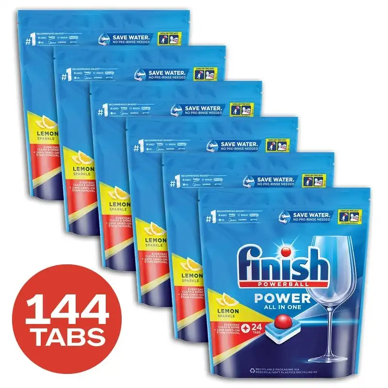4 x Finish Power All In One Lemon Sparkles 24 Tablets