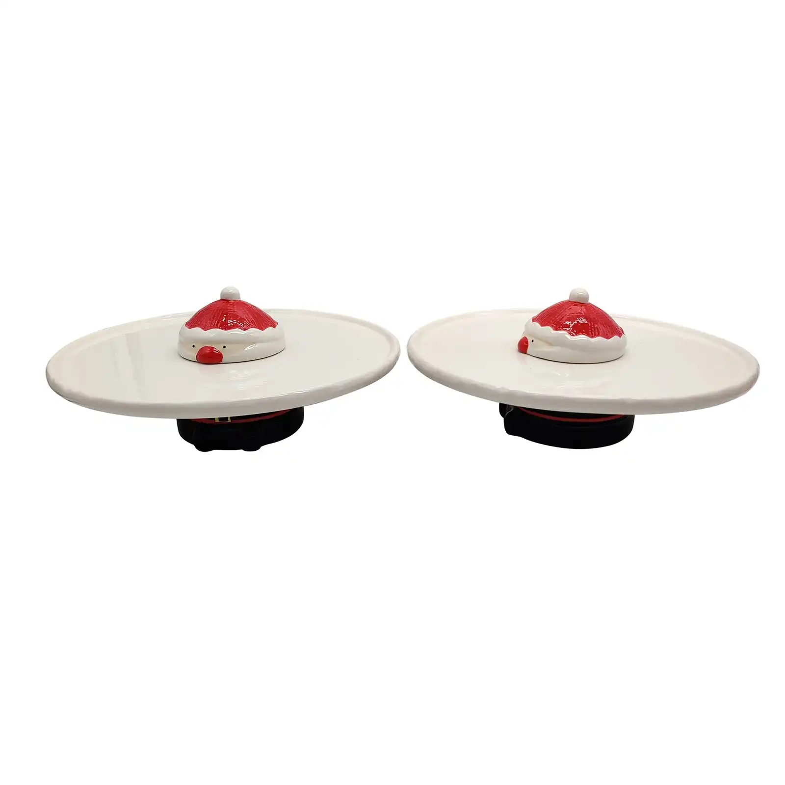 Bread and Butter Santa Footed Cake Plate - 29 x 12.5cm - White / Red