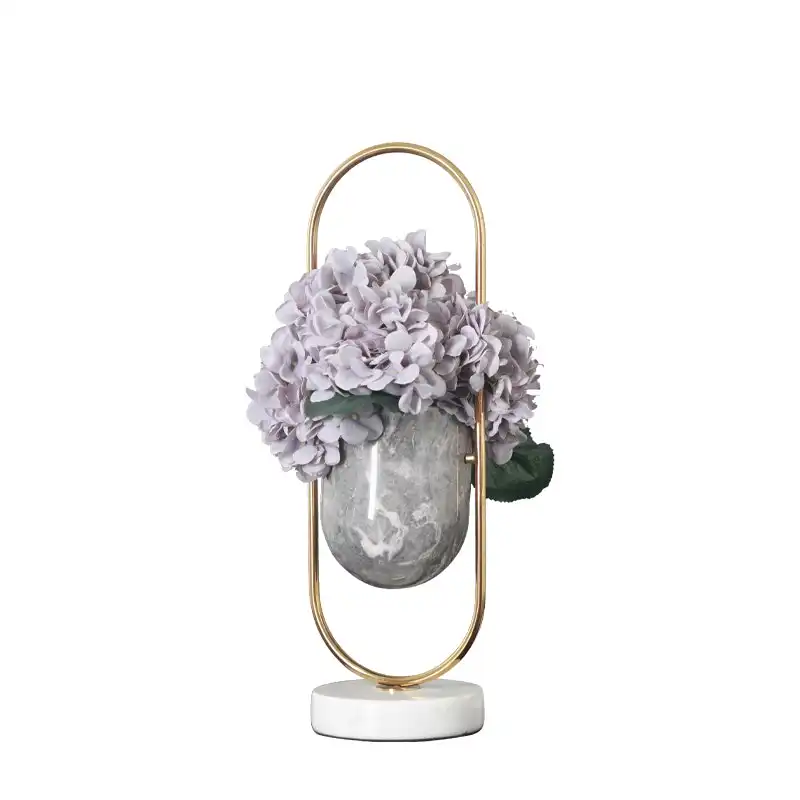 Viviendo Elliptical Bronze & Stainless Steel Flower Vase Marble and stainless steel Vase