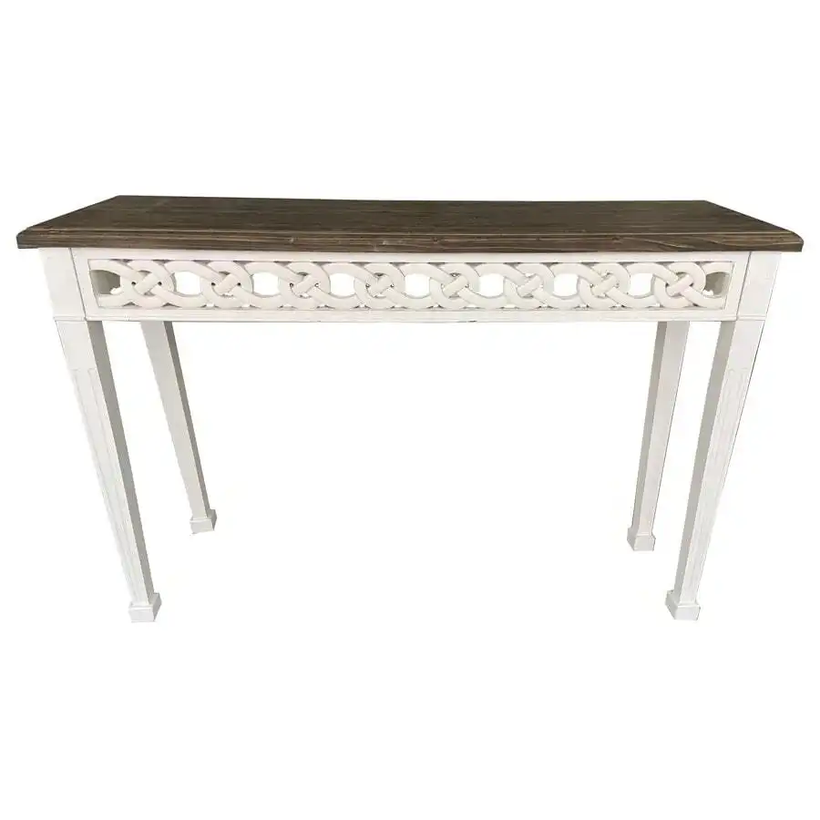 Large Wooden Braid Console Table