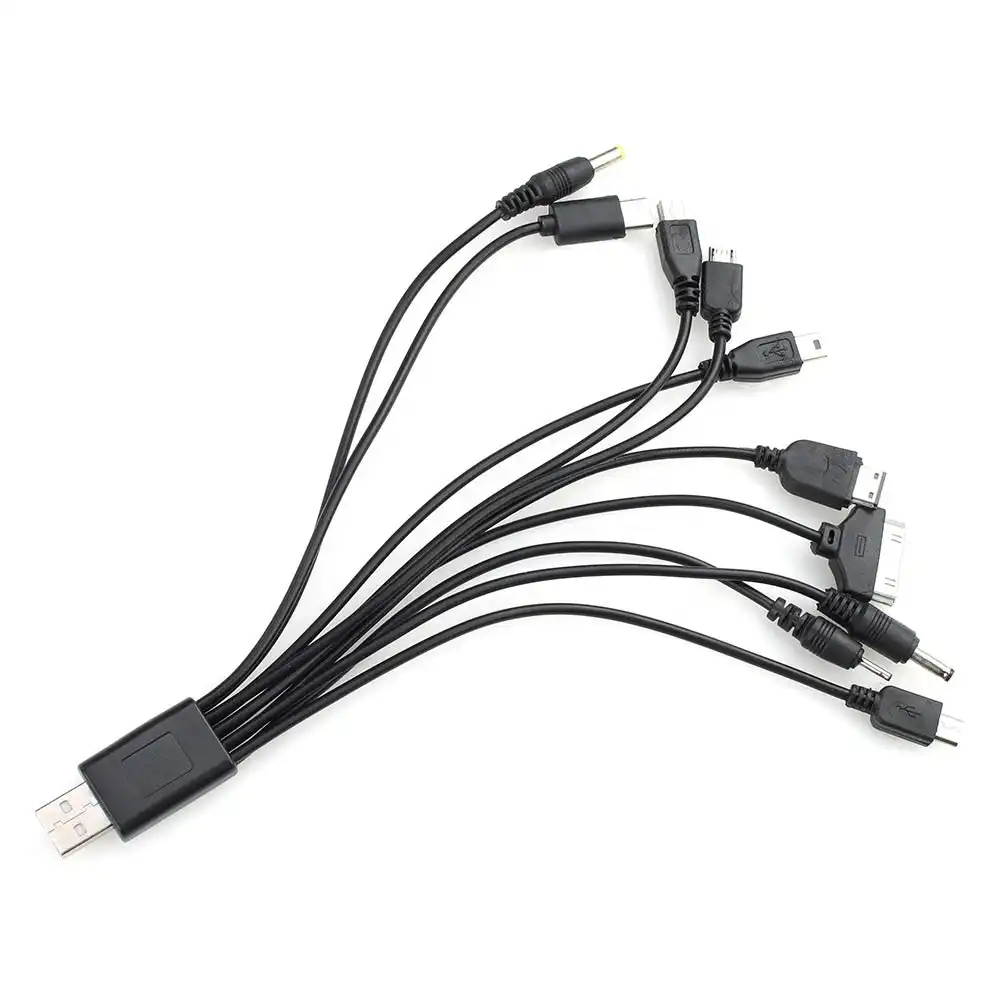 10-in-1 USB Universal Multi Pin Charger Cable for iPhone, Micro USB, Type C & Other Devices