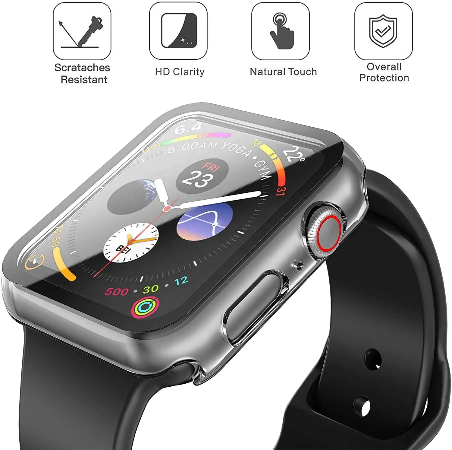 Apple Watch Tempered Glass Screen Protector & Case - 41mm