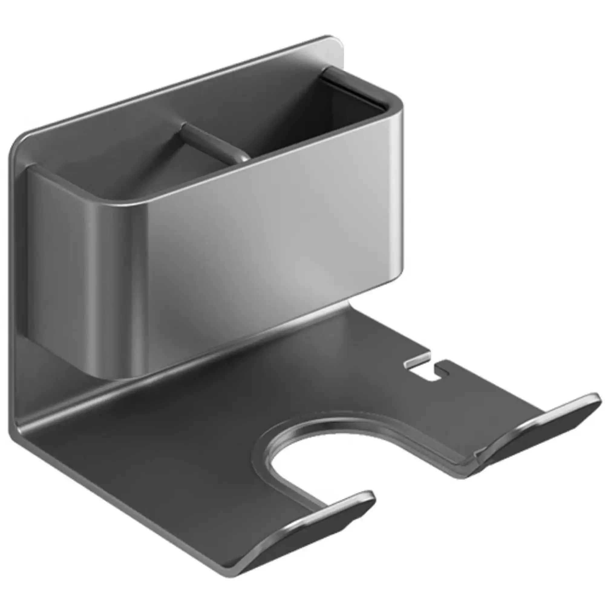 Hair Dryer Holder Caddy Aluminium Alloy Bathroom Storage Shelf Rust Free Wall Mounted - Carbon Grey