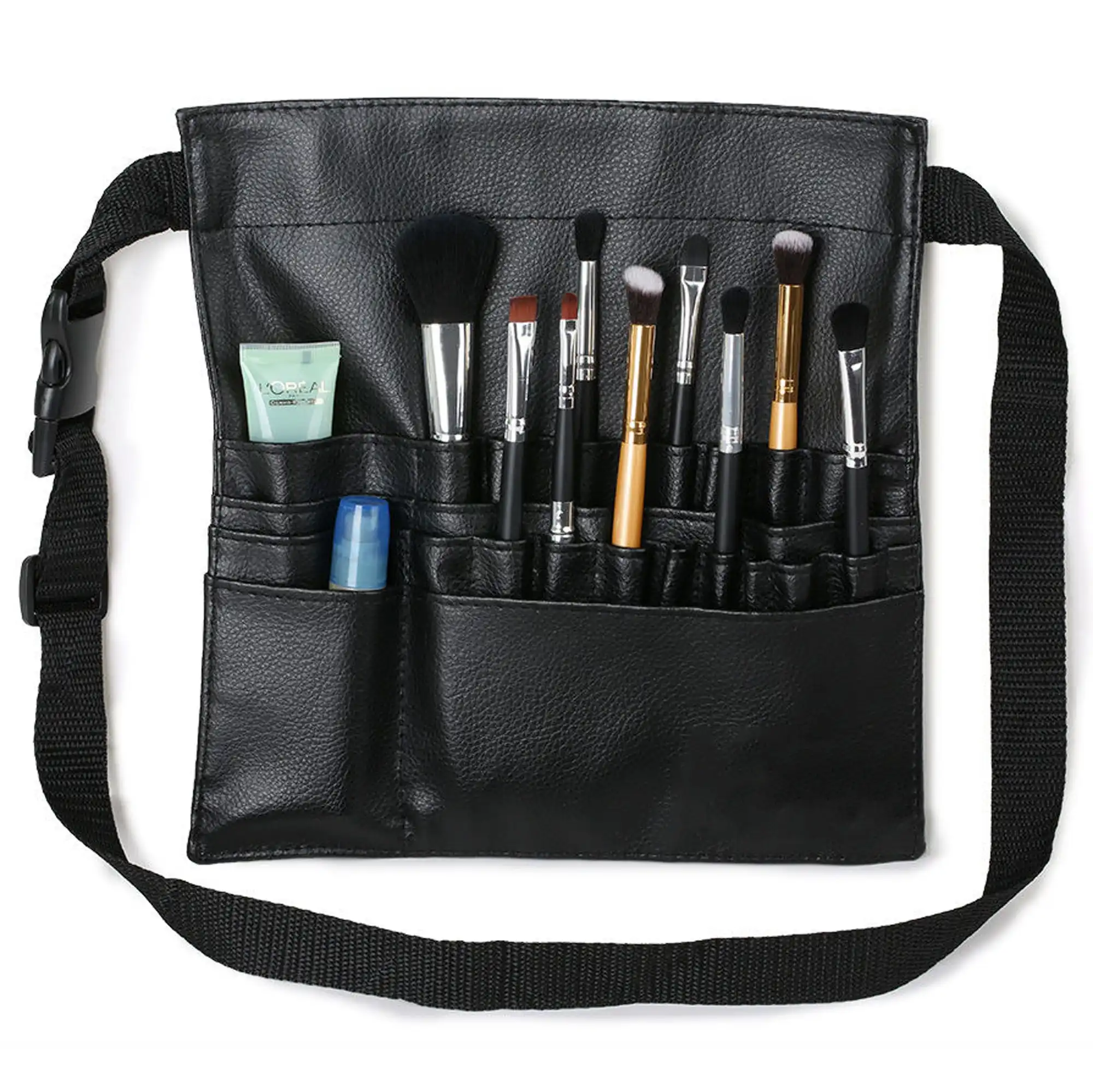 Makeup Tool Belt Waist Bag Makeup Brush Holder Carry Case 26 x 25cm Black