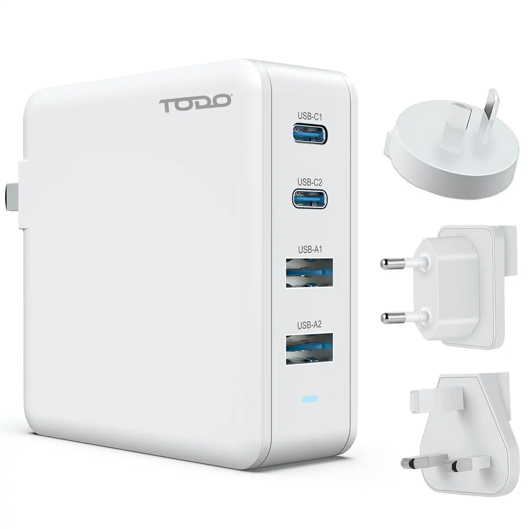 Todo 100W GaN USB C Travel Charger Adaptor Universal Charging Station 4 Port 5A World Adapter