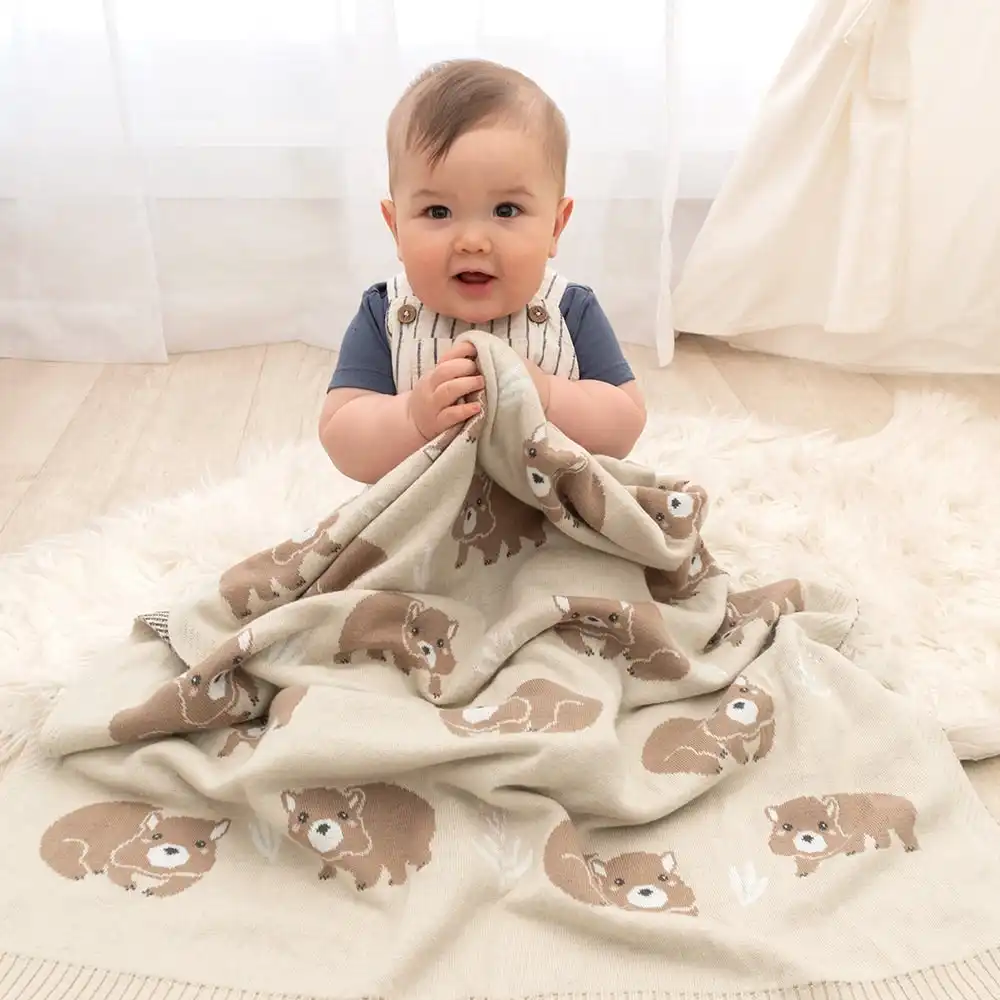 Living Textiles | Australiana Baby Blanket - Wombat/Natural