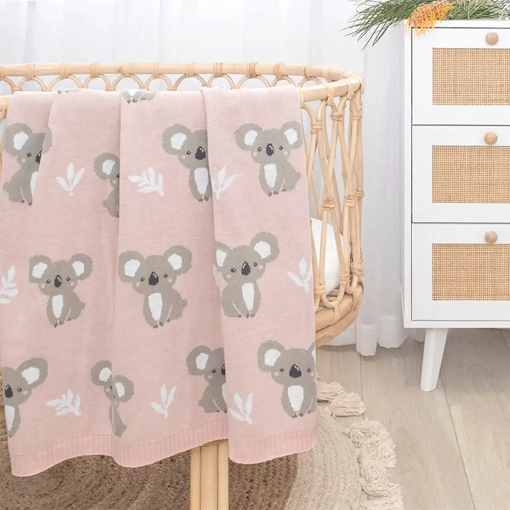 Living Textiles | Australiana Baby Blanket - Koala/Blush