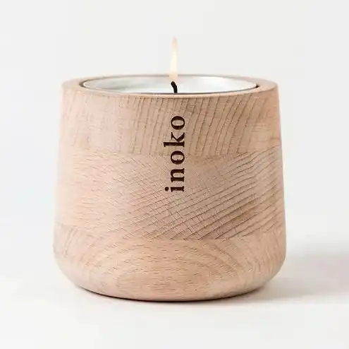Inoko | Timber Candle Vessel + 2 Candle Refills - ( Large ) - Gift Set