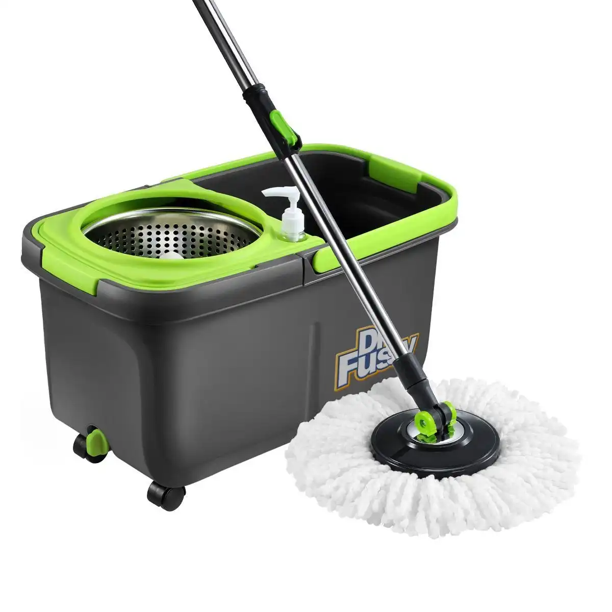 Dr FUSSY Stainless Steel Microfiber 360 Spin Mop 10L