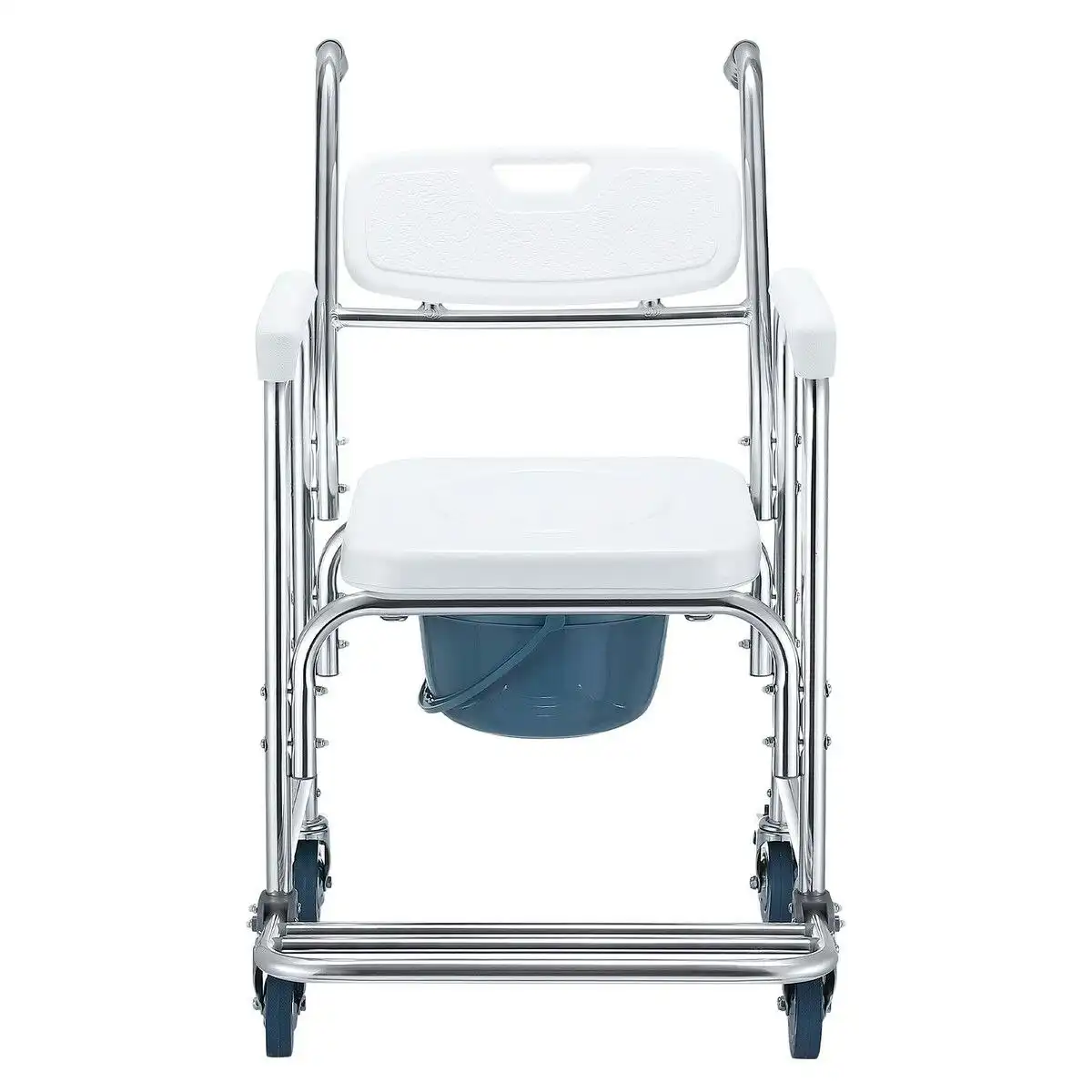 Ausway Commode Shower Chair Toilet Wheelchair 3 in 1 Bath Stool Bathroom Bedside Seat Seating Furniture Folding with Arms