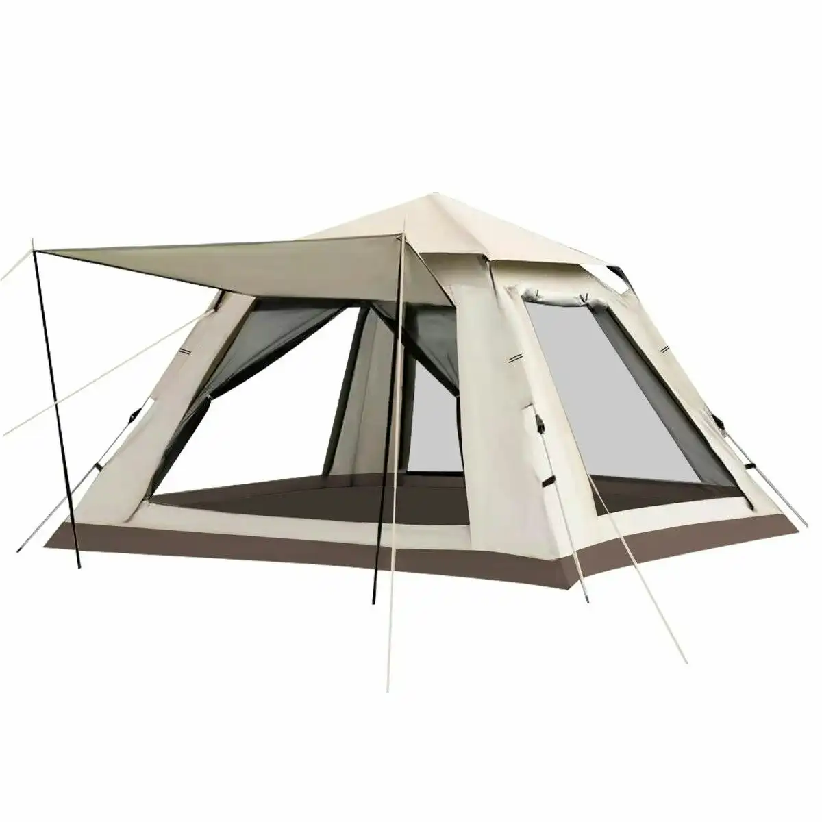 OGL  4 Person Tent Camping Instant Pop Up Family Beach Sun Shade Shelter Waterproof 240x240x160cm Creamy White