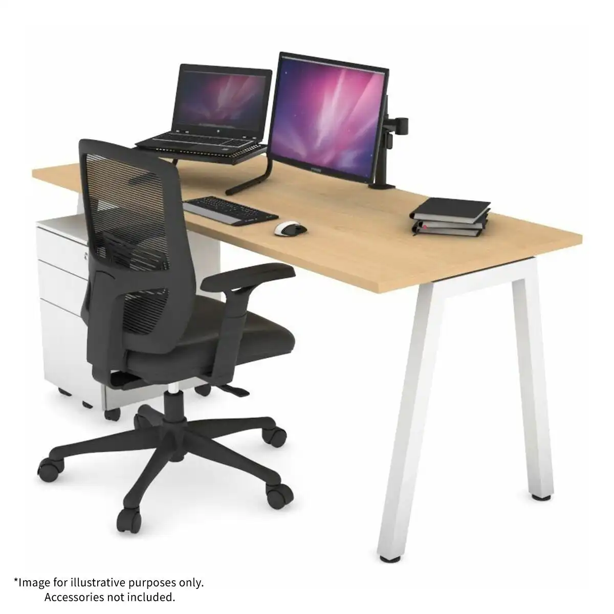 Jason.L 1200 x 700 Quadro A Leg Home Office Desk - Maple