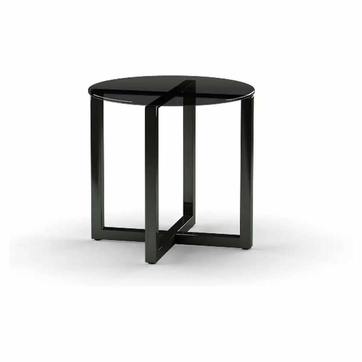 Reddie Suzy Round Side Table Black Glass Top Black Base