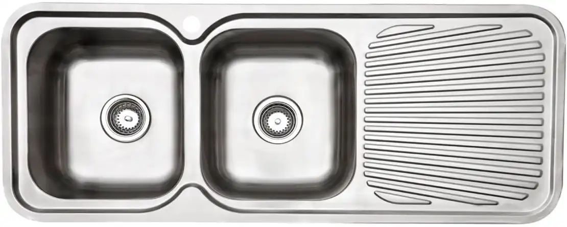 Arc Double Bowl Right Hand Drainer Inset Sink