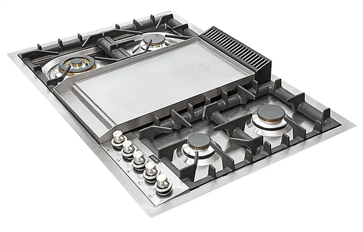 Ilve 90cm Natural Gas Cooktop with Teppanyaki Plate