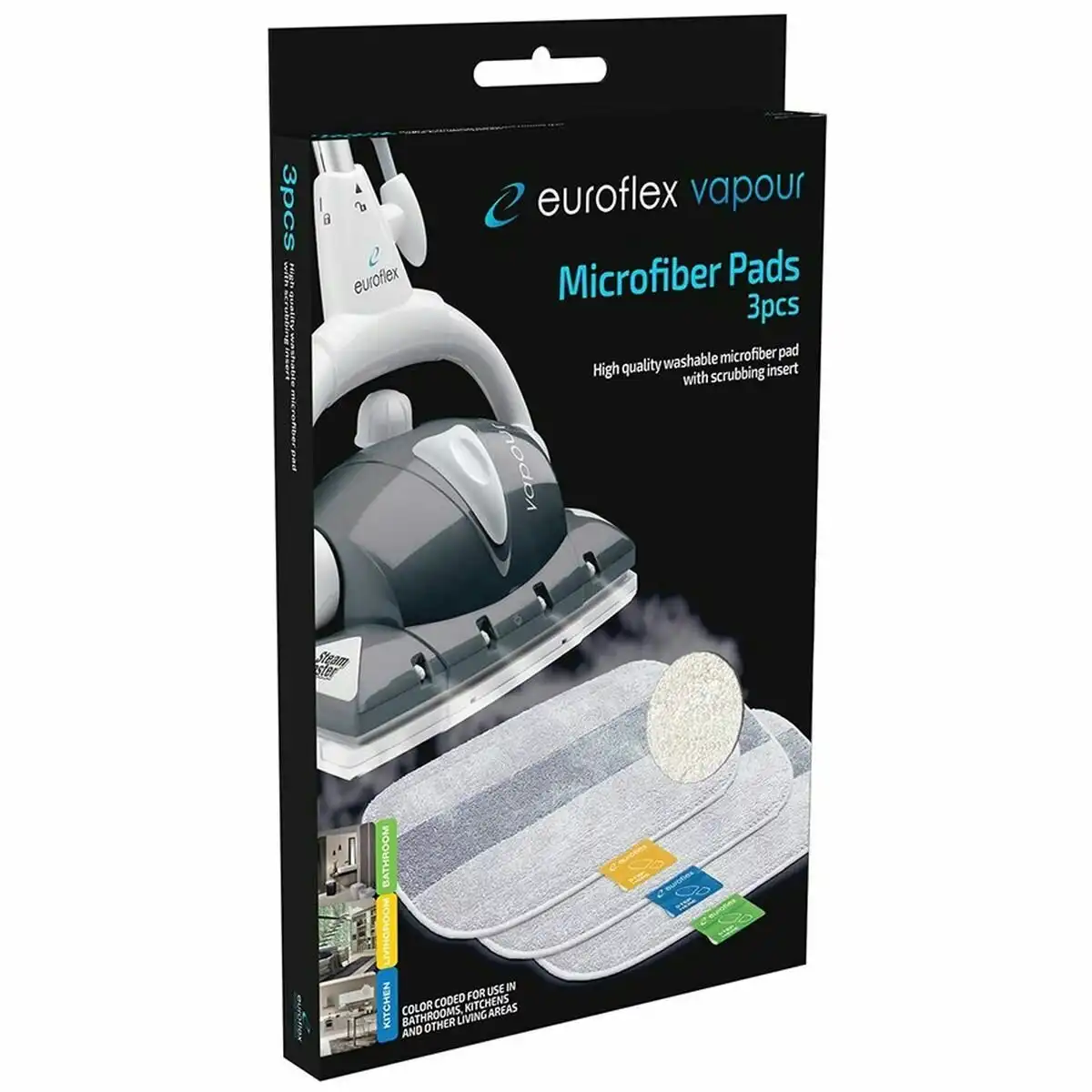 Euroflex Microfiber Floor Pads With Scrubbing Insert 3PK