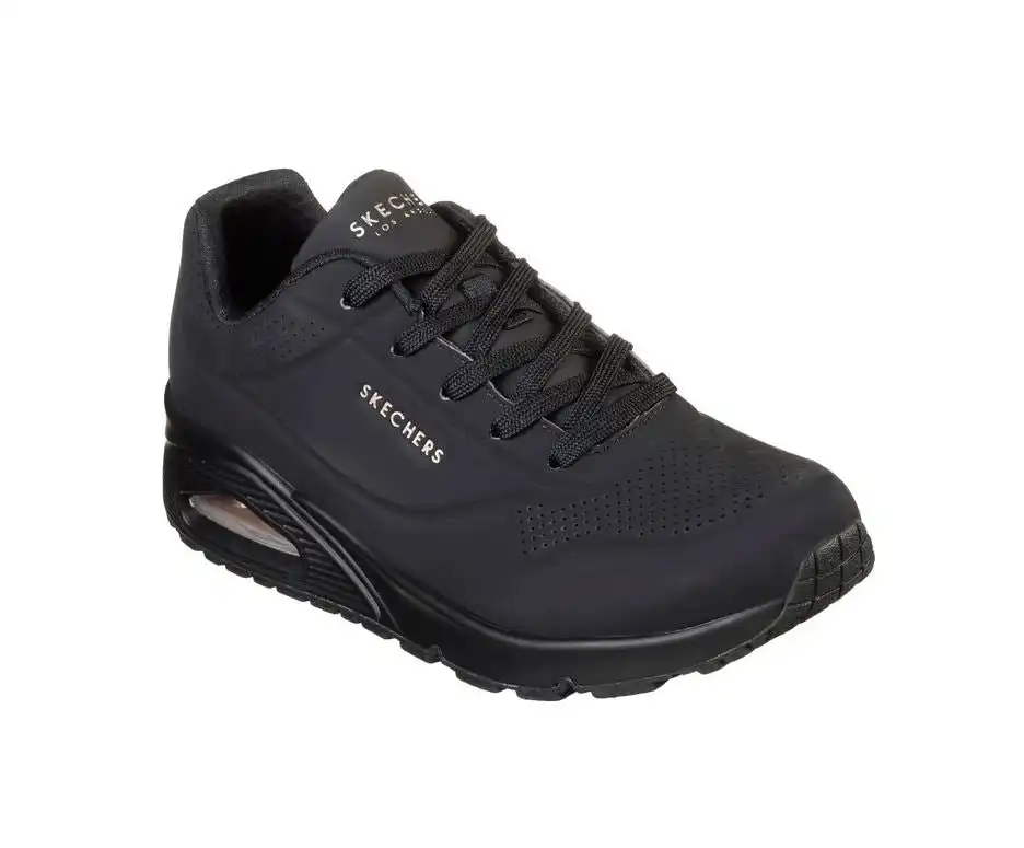 Mens Skechers Uno - Stand On Air Wide Fit Black/Black Sneaker Shoes