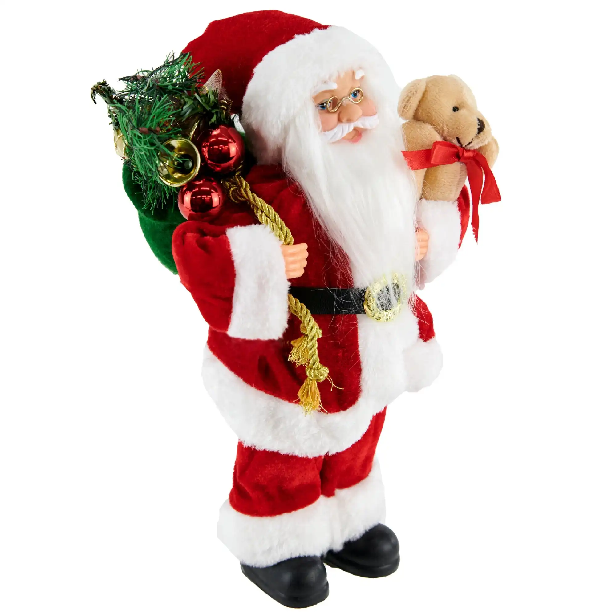 Christmas Velvet Cloth Standing Santa with Sack, 30cm, Lincraft