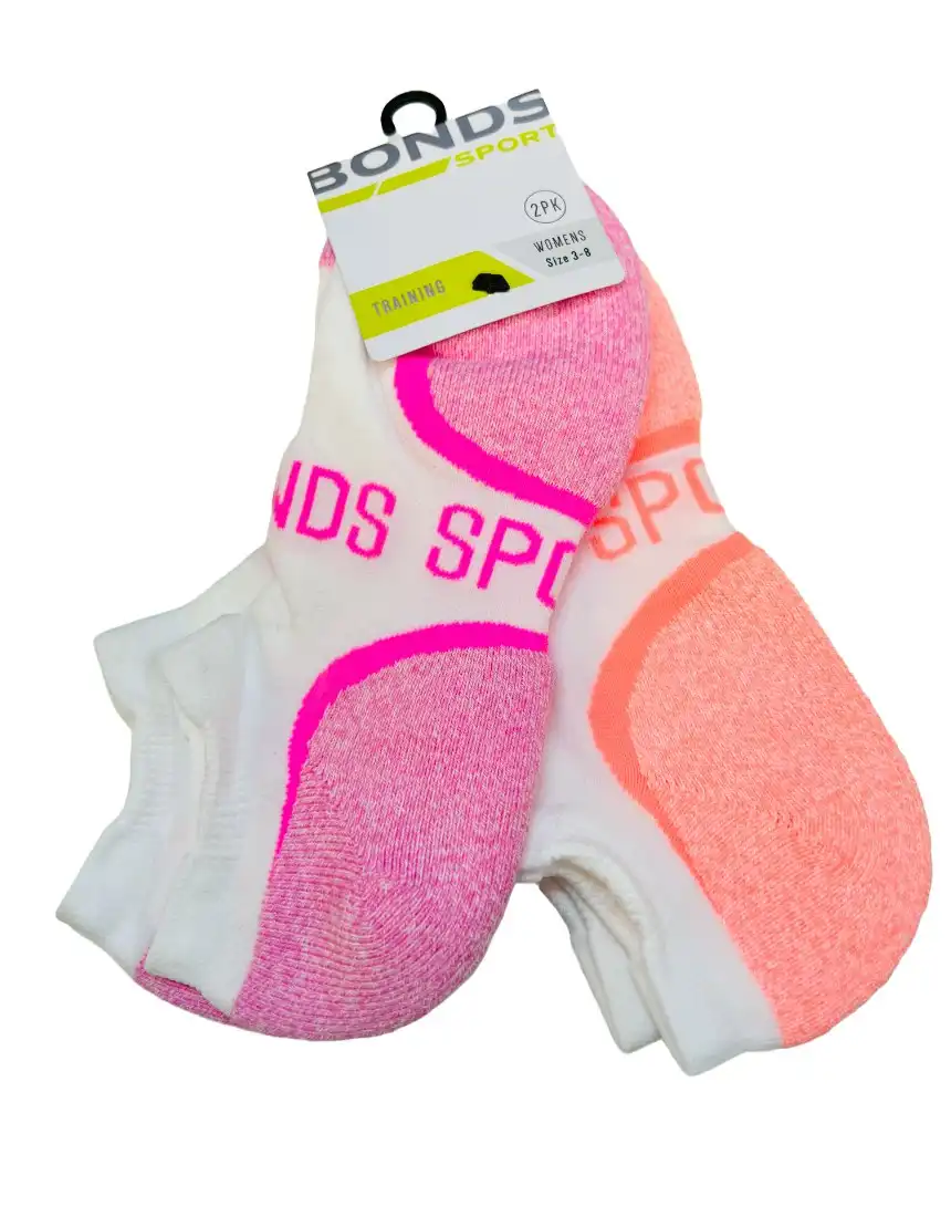 10 x Bonds Womens Training Low Cut Sport Socks Pink & Orange