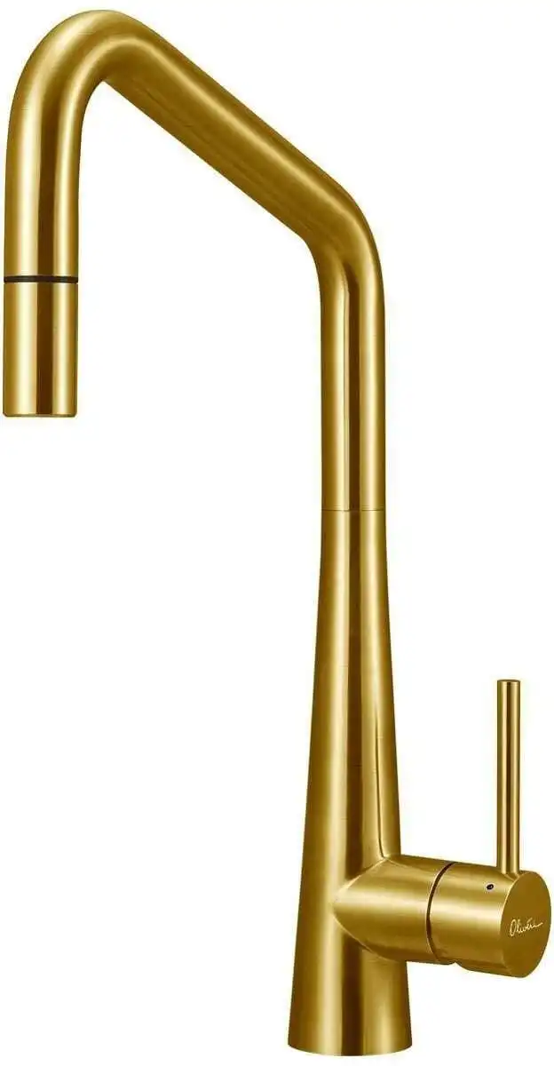 Oliveri Essente Square Neck Pull Out Mixer Tap Brushed Gold SS2575-AU