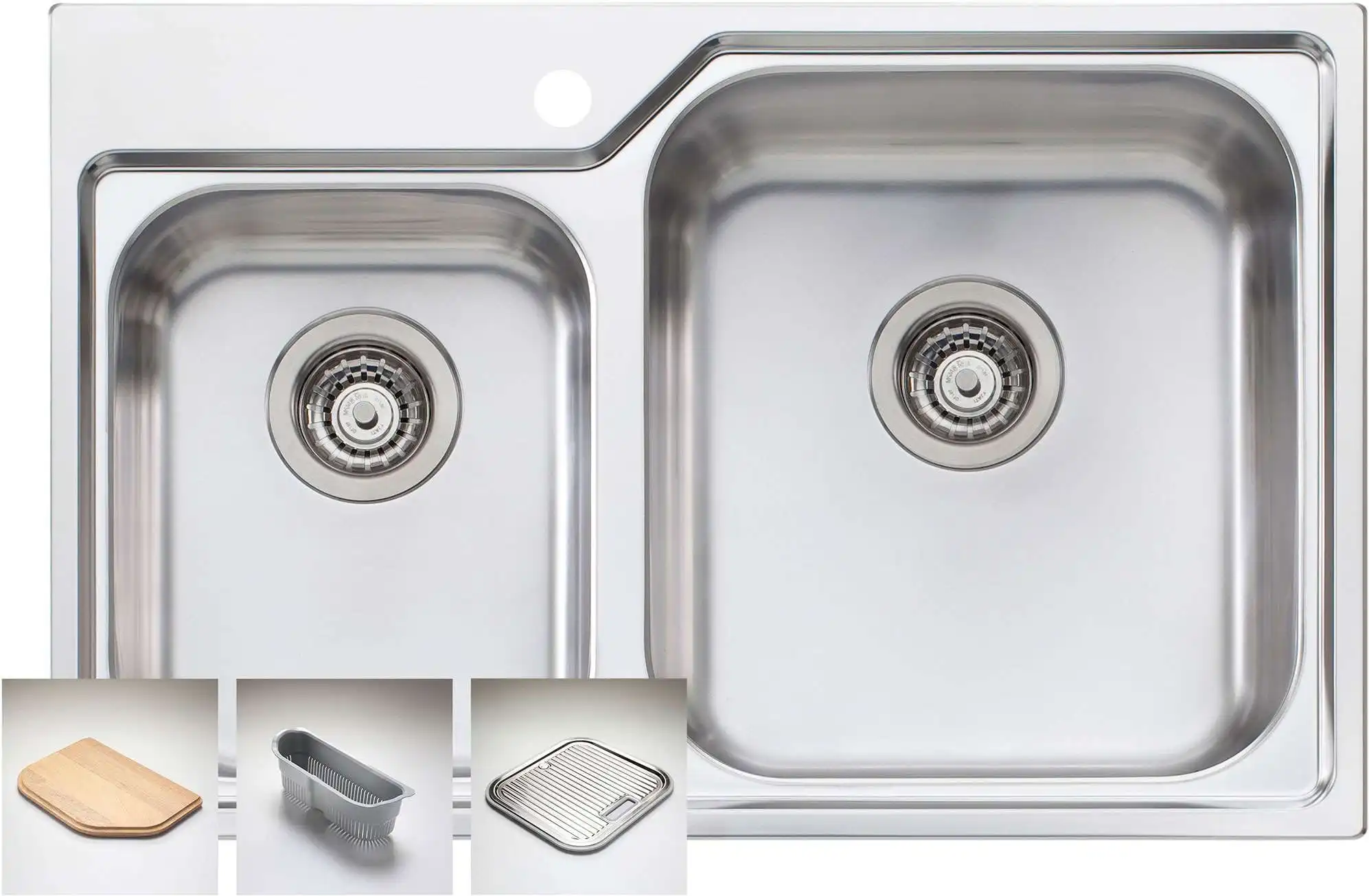 Oliveri Nu-petite 1 &amp; 3/4 Double Right Hand Bowl Inset Sink NP616