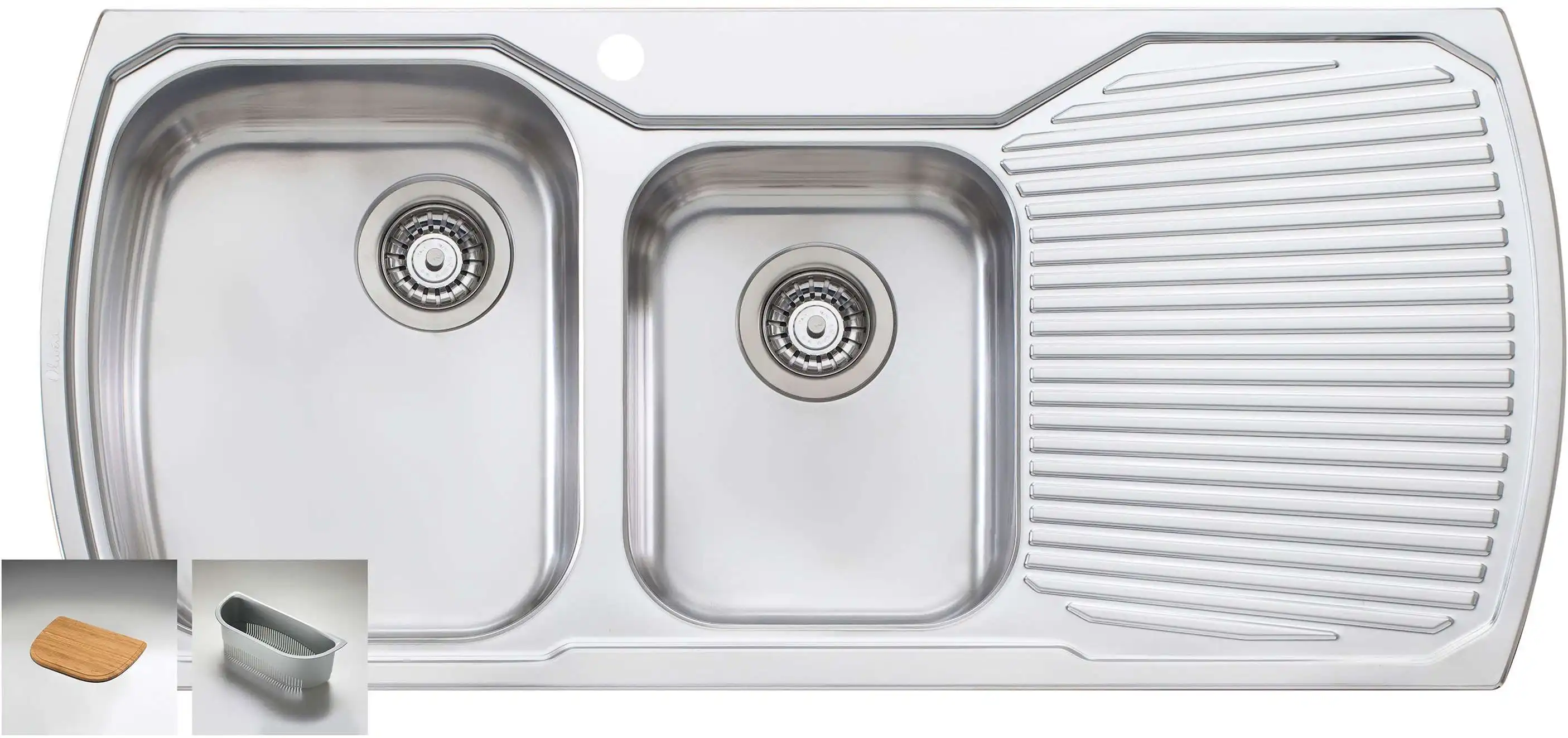 Oliveri Monet 1 & 3/4 Double Left Hand Bowl Inset Sink With Drainer MO711