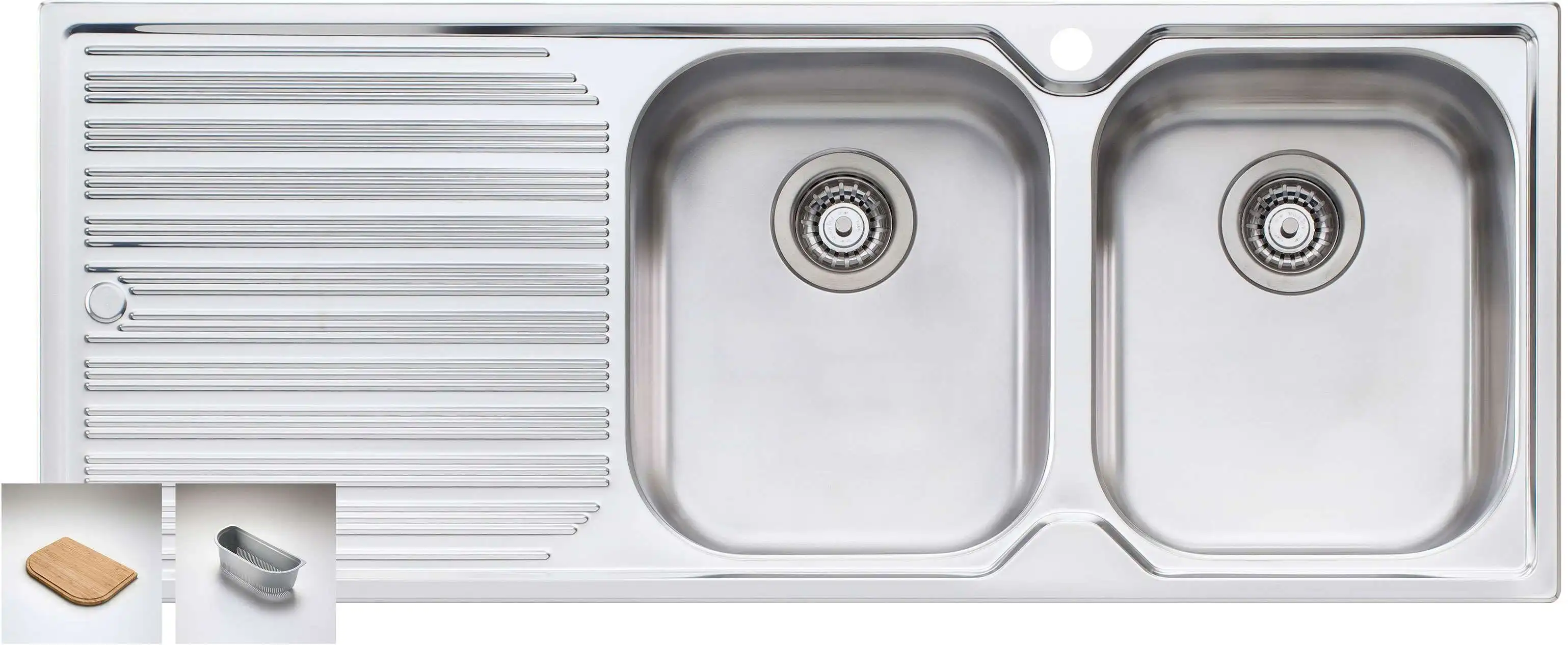 Oliveri Diaz Double Right Hand Bowl Inset Sink With Drainer DZ172