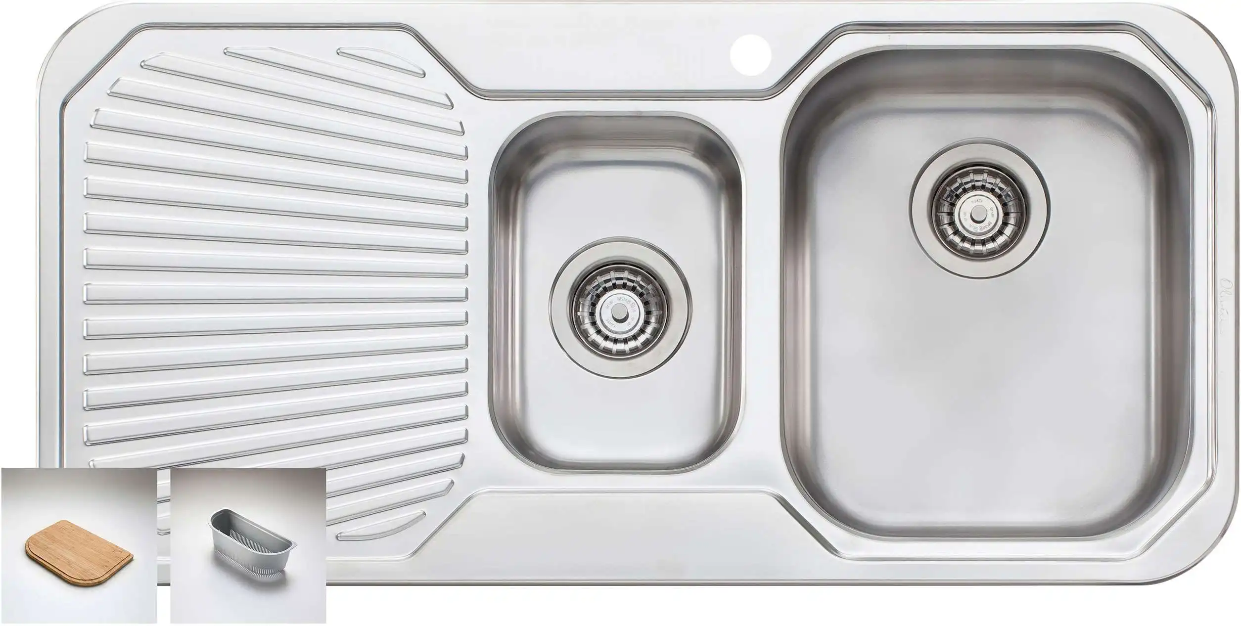 Oliveri Petite 1 & 1/2 Double Right Hand Bowl Inset Sink With Drainer PE302
