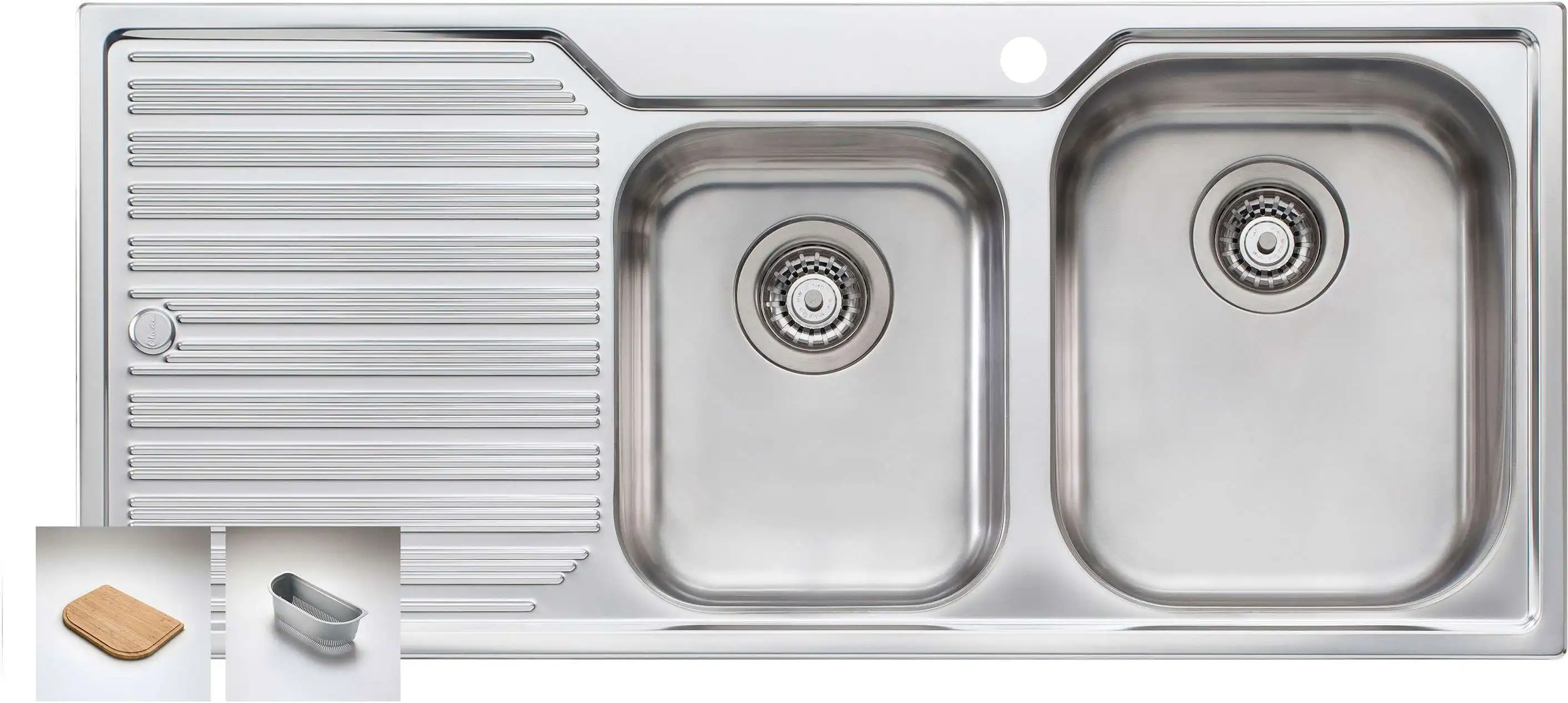 Oliveri Diaz 1 & 3/4 Double Right Hand Bowl Inset Sink With Drainer DZ112
