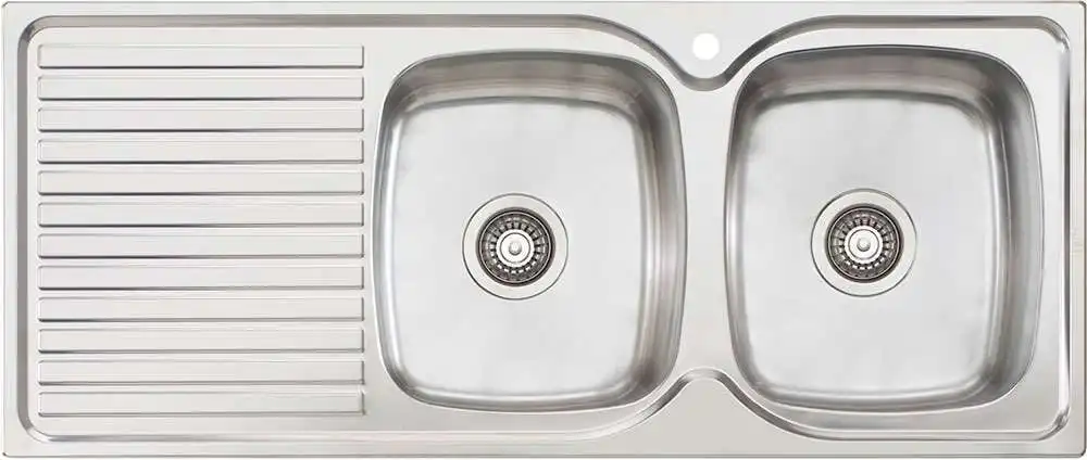 Oliveri Endeavour Double Right Hand Bowl Inset Sink With Drainer EE72